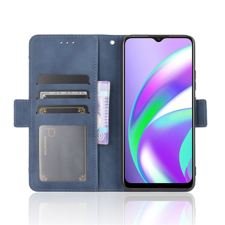 Multiple Card Slots Protective Cover for OPPO A15 Stand Leather Case - Blue