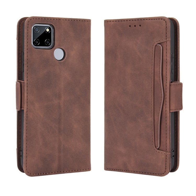 Multiple Card Slots Protective Cover for OPPO A15 Stand Leather Case - Brown