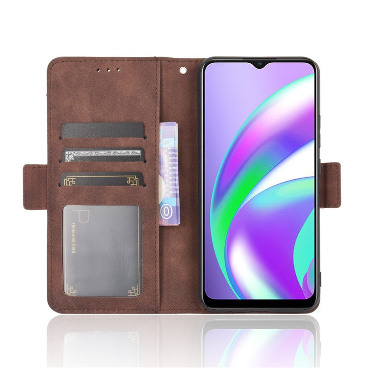 Multiple Card Slots Protective Cover for OPPO A15 Stand Leather Case - Brown