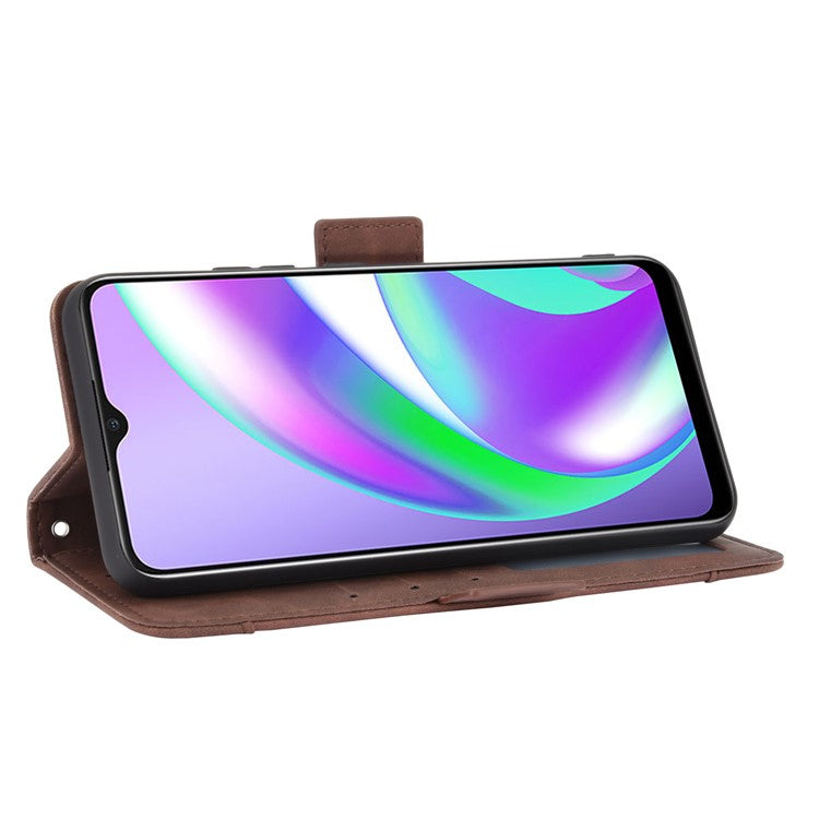 Multiple Card Slots Protective Cover for OPPO A15 Stand Leather Case - Brown