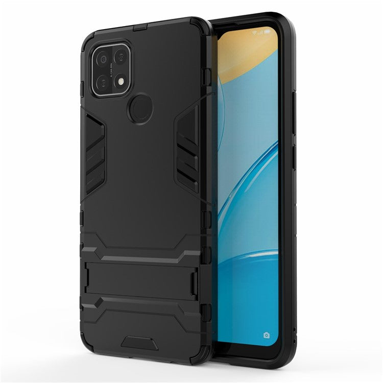 PC + TPU Hybrid Cover with 2-in-1 Kickstand Case for OPPO A15  - Black