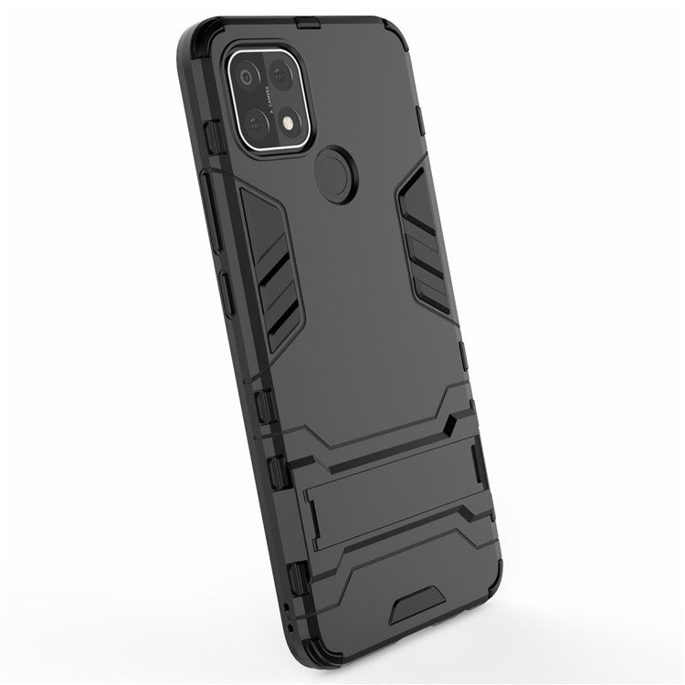 PC + TPU Hybrid Cover with 2-in-1 Kickstand Case for OPPO A15  - Black