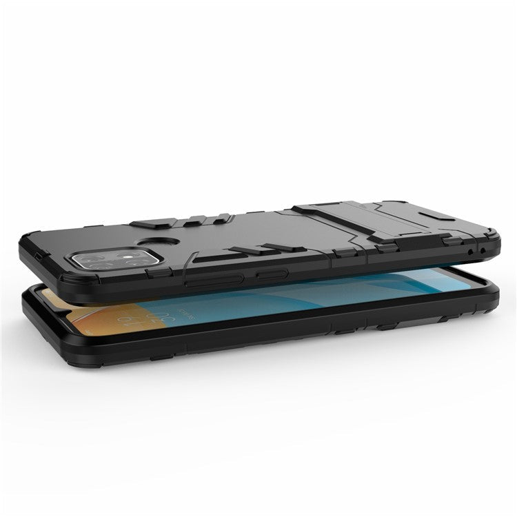 PC + TPU Hybrid Cover with 2-in-1 Kickstand Case for OPPO A15  - Black
