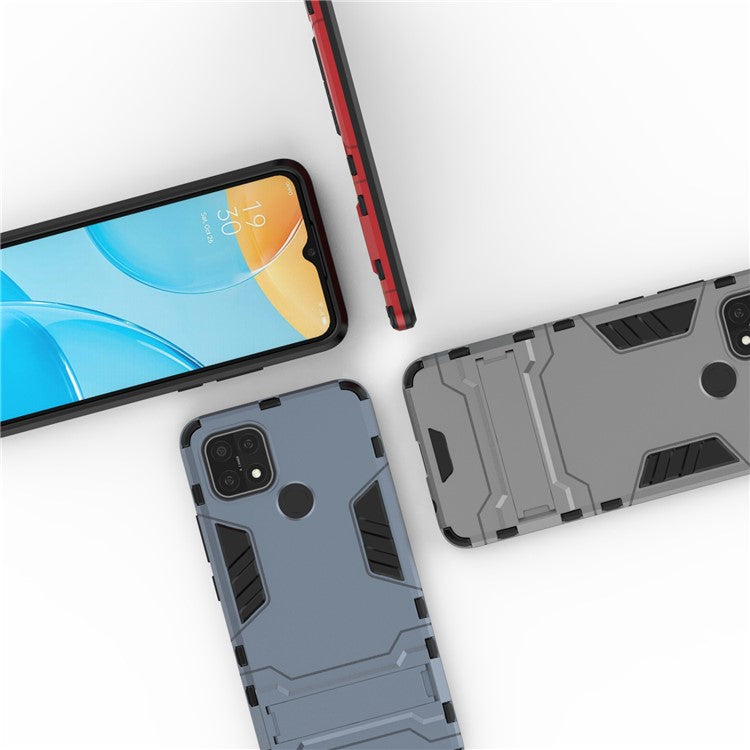 PC + TPU Hybrid Cover with 2-in-1 Kickstand Case for OPPO A15  - Black