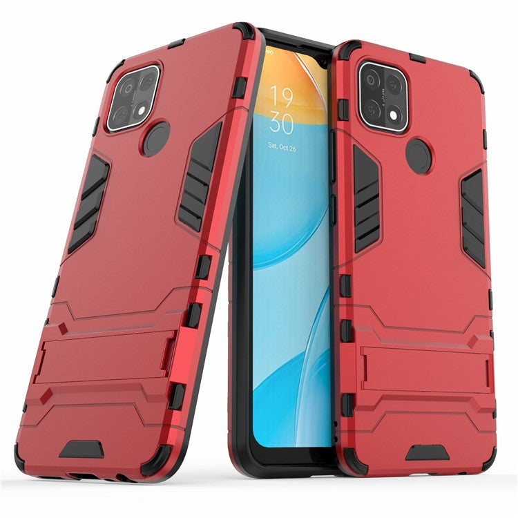 PC + TPU Hybrid Cover with 2-in-1 Kickstand Case for OPPO A15  - Red