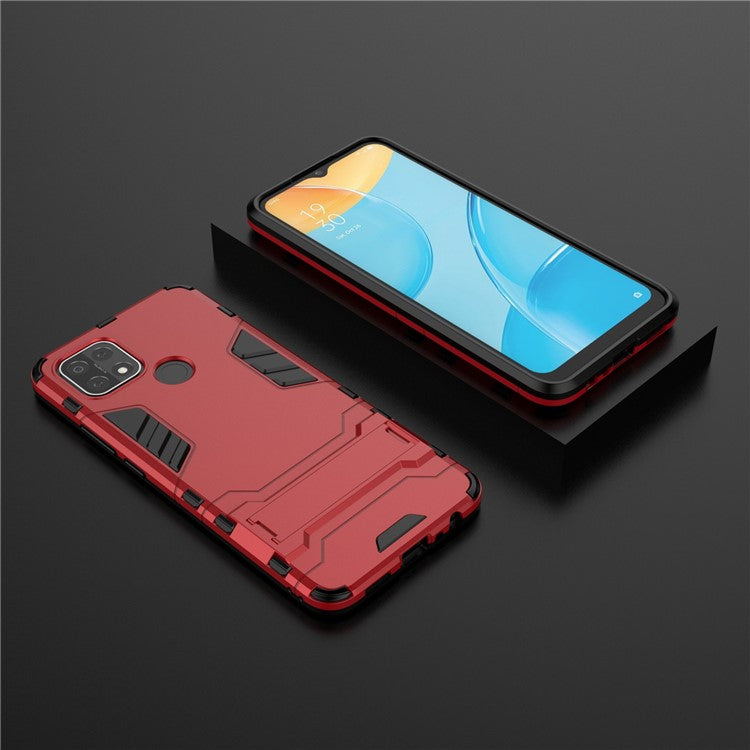 PC + TPU Hybrid Cover with 2-in-1 Kickstand Case for OPPO A15  - Red