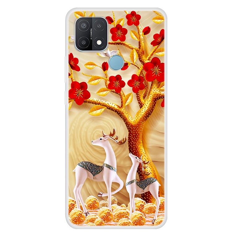 Pattern Printing TPU Phone Back Case for Oppo A15 - Elk
