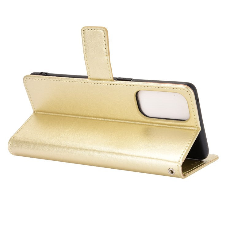 Leather Full Protection Wallet Stand Crazy Horse Shell for Oppo Reno5 5G - Gold