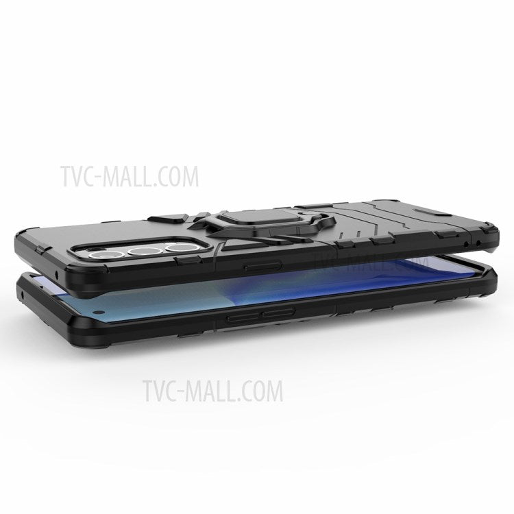 PC + TPU Combo Protective Shell with Finger Ring Kickstand for Oppo Reno5 Pro 5G Hybrid Phone Case - Blue