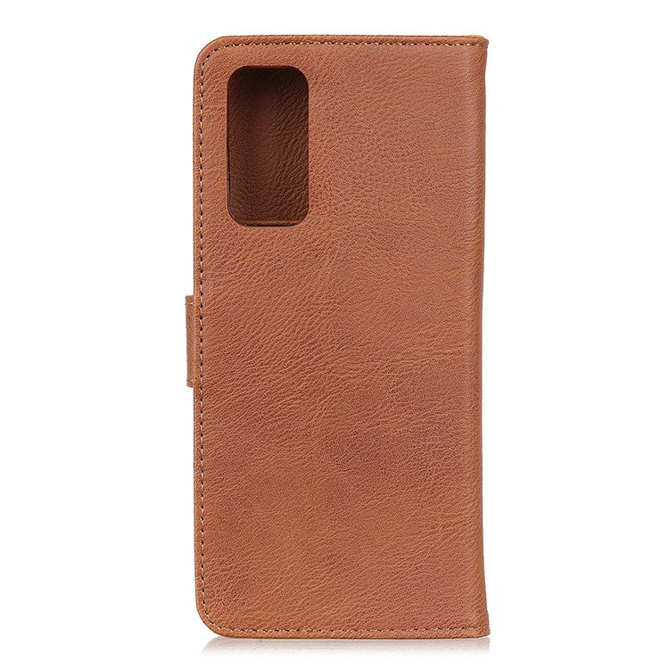 KHAZNEH Retro Style Leather Protector Case Cover for Oppo Reno5 Pro Plus 5G/Find X3 Neo Folio Flip Wallet Stand Case - Brown
