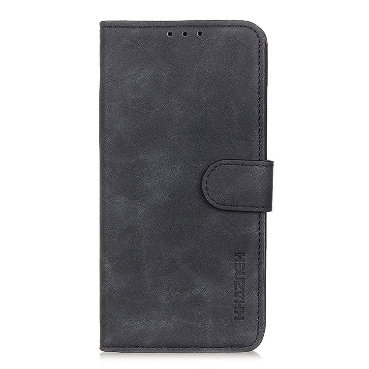 KHAZNEH Retro Style Folio Flip Leather Mobile Phone Wallet Stand Cover Case for Oppo Reno5 Pro Plus 5G/Find X3 Neo - Black
