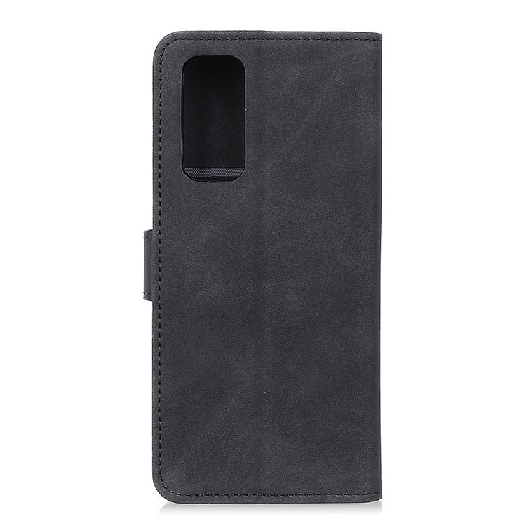 KHAZNEH Retro Style Folio Flip Leather Mobile Phone Wallet Stand Cover Case for Oppo Reno5 Pro Plus 5G/Find X3 Neo - Black