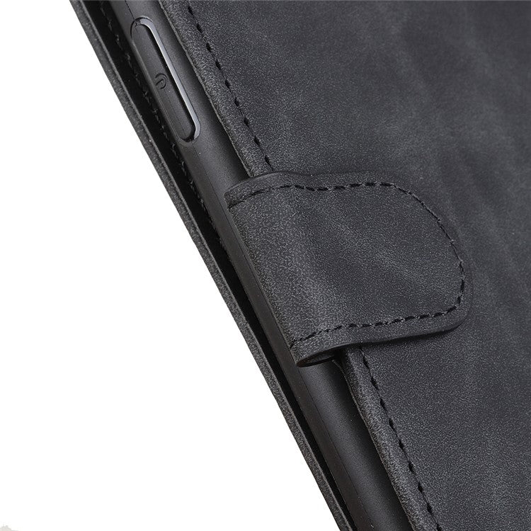 KHAZNEH Retro Style Folio Flip Leather Mobile Phone Wallet Stand Cover Case for Oppo Reno5 Pro Plus 5G/Find X3 Neo - Black