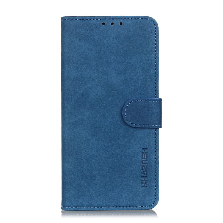 KHAZNEH Retro Style Folio Flip Leather Mobile Phone Wallet Stand Cover Case for Oppo Reno5 Pro Plus 5G/Find X3 Neo - Blue