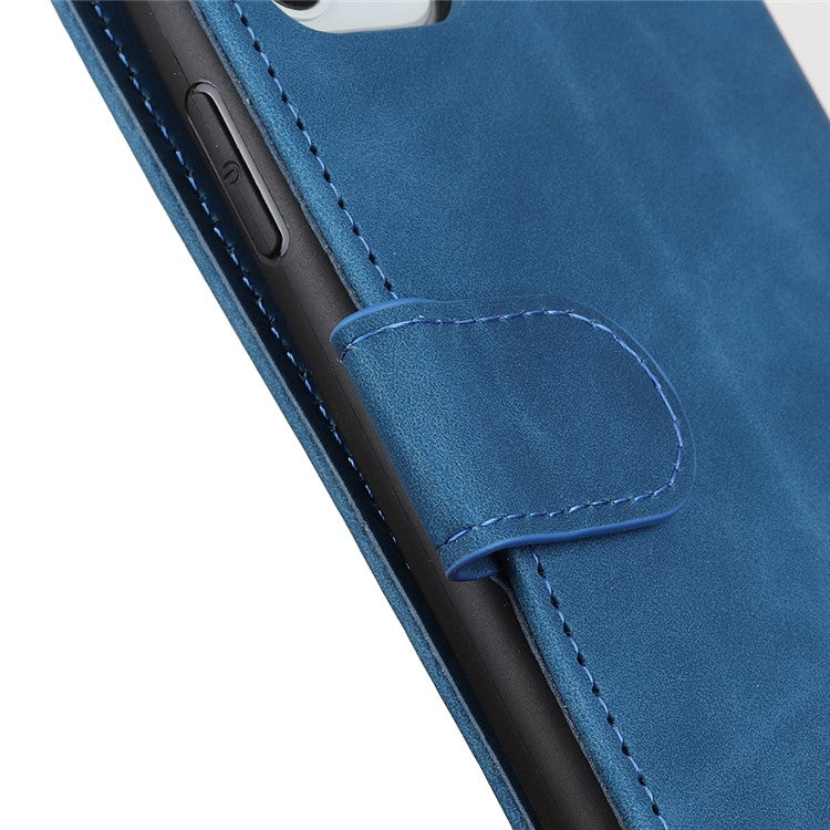 KHAZNEH Retro Style Folio Flip Leather Mobile Phone Wallet Stand Cover Case for Oppo Reno5 Pro Plus 5G/Find X3 Neo - Blue