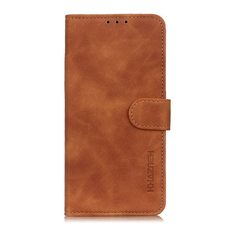 KHAZNEH Retro Style Folio Flip Leather Mobile Phone Wallet Stand Cover Case for Oppo Reno5 Pro Plus 5G/Find X3 Neo - Brown