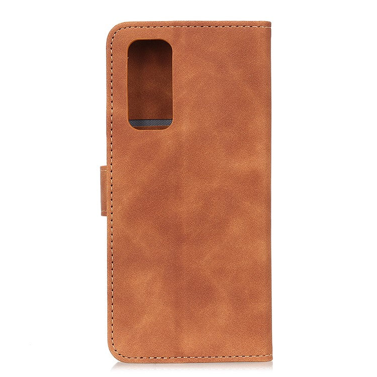 KHAZNEH Retro Style Folio Flip Leather Mobile Phone Wallet Stand Cover Case for Oppo Reno5 Pro Plus 5G/Find X3 Neo - Brown