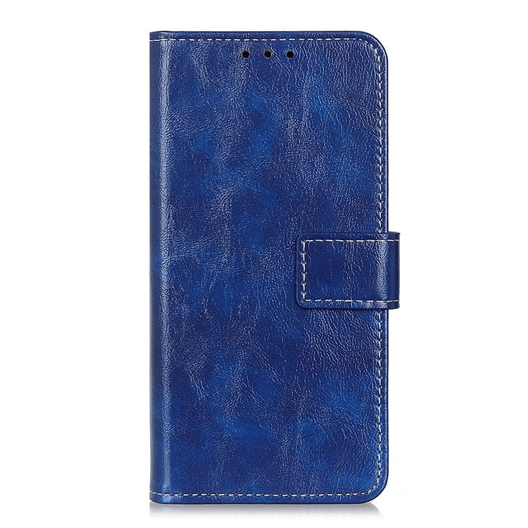 Retro Style Wallet Stand Design Leather Phone Cover Case for Oppo Reno5 5G/Find X3 Lite Crazy Horse Texture Leather Case - Blue