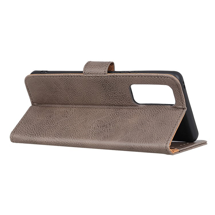 KHAZNEH Retro Style Folio Flip Leather Protector Wallet Stand Case Cover for Oppo Reno5 5G/Find X3 Lite - Khaki