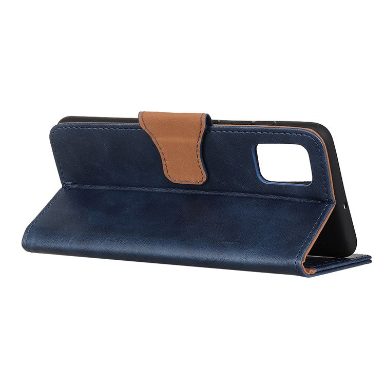 Wallet Stand Design Crazy Horse Split Leather Protector Cover for Oppo Reno5 5G - Blue