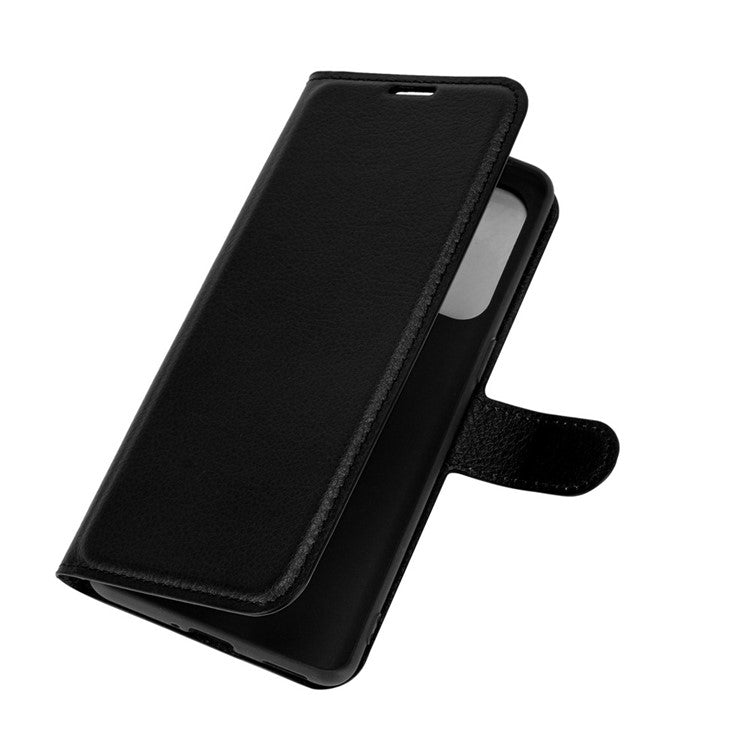 Litchi Texture Leather Phone Protective Cover with Wallet Stand Design for Oppo Reno5 5G/Reno5 4G/Reno5 K/Find X3 Lite - Black