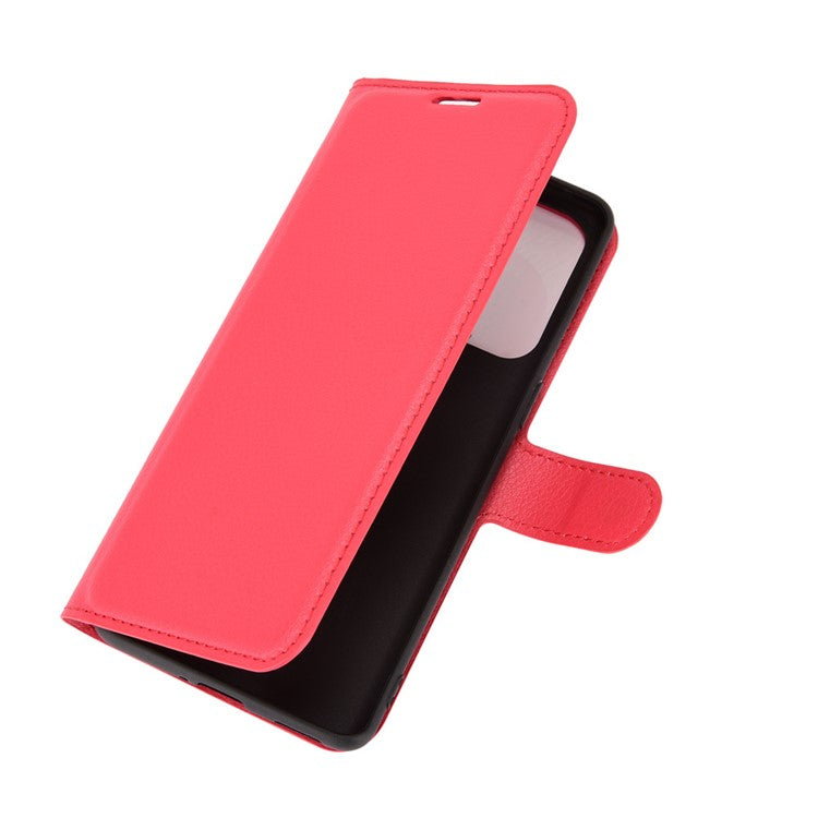 Litchi Texture Leather Phone Protective Cover with Wallet Stand Design for Oppo Reno5 5G/Reno5 4G/Reno5 K/Find X3 Lite - Red