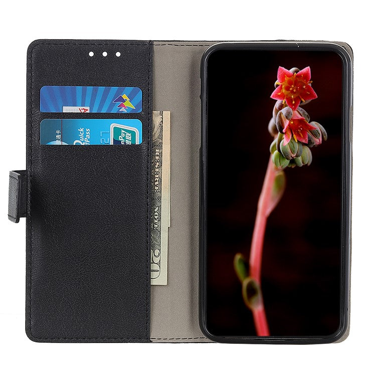 Wallet Stand Design PU Leather Phone Cover Shell Case for Oppo A93 5G - Black