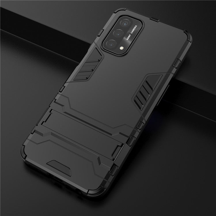 2 in 1 Kickstand Protector Plastic + TPU Hybrid Cover for Oppo A93 5G - Black