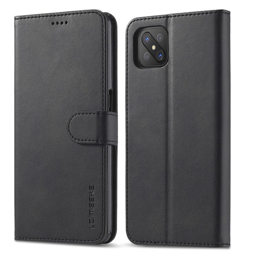 LC.IMEEKE Strong Auto-Absorbed Business Style Leather Phone Cover Shell for Oppo Reno4 Z 5G / Oppo A92s - Black