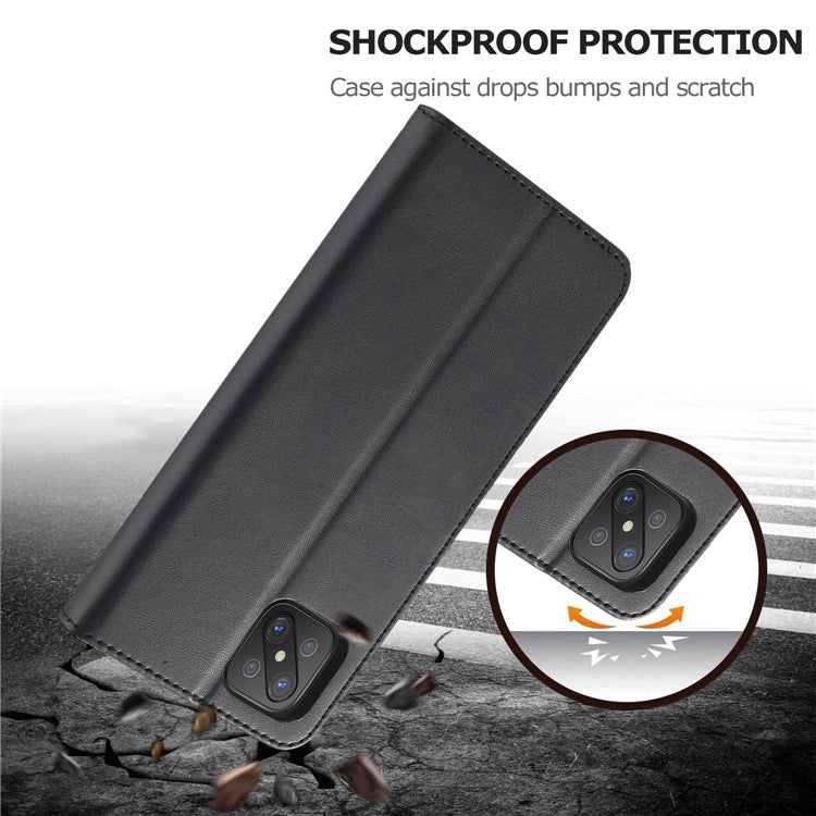 LC.IMEEKE Strong Auto-Absorbed Business Style Leather Phone Cover Shell for Oppo Reno4 Z 5G / Oppo A92s - Black
