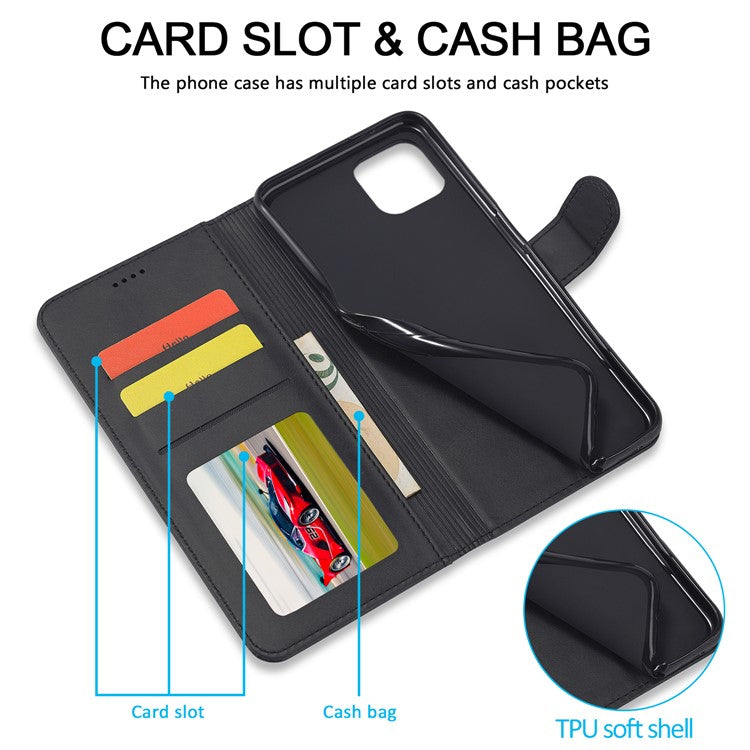 LC.IMEEKE Strong Auto-Absorbed Business Style Leather Phone Cover Shell for Oppo Reno4 Z 5G / Oppo A92s - Black