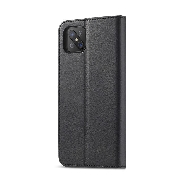 LC.IMEEKE Strong Auto-Absorbed Business Style Leather Phone Cover Shell for Oppo Reno4 Z 5G / Oppo A92s - Black
