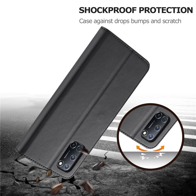 LC.IMEEKE Wallet Stand Leather Shell Phone Cover Case for OPPO A52 / A72 / A92 - Black