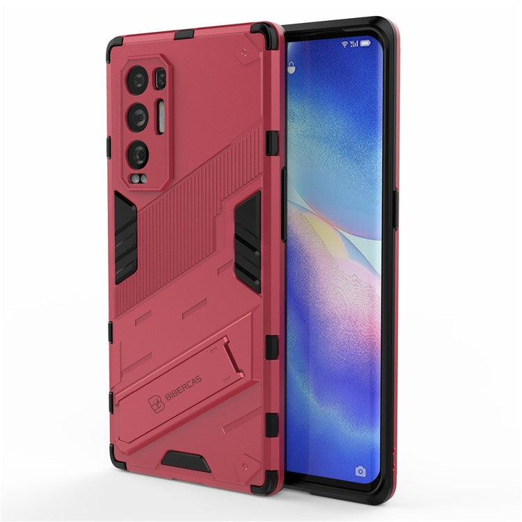 PC + TPU Hybrid Phone Case Back Cover Protector with Kickstand for Oppo Reno5 Pro+ 5G - Rose