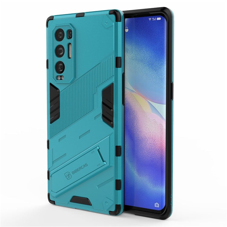 PC + TPU Hybrid Phone Case Back Cover Protector with Kickstand for Oppo Reno5 Pro+ 5G - Baby Blue