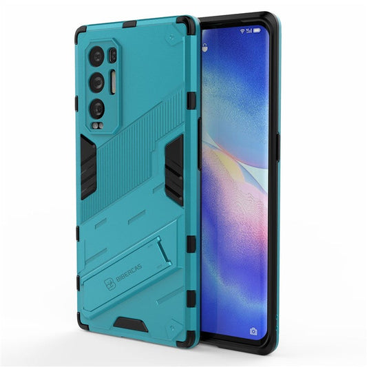PC + TPU Hybrid Phone Case Back Cover Protector with Kickstand for Oppo Reno5 Pro+ 5G - Baby Blue