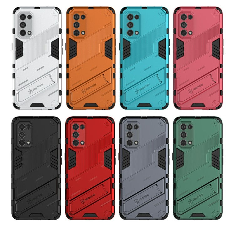 Shockproof PC + TPU Hybrid Phone Case Cover with Kickstand for Oppo Reno5 5G/Reno5 4G/Reno5 K/Find X3 Lite - Dark Blue
