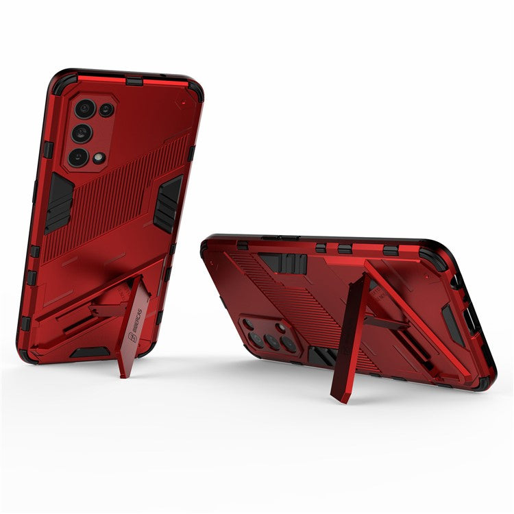 Shockproof PC + TPU Hybrid Phone Case Cover with Kickstand for Oppo Reno5 5G/Reno5 4G/Reno5 K/Find X3 Lite - Red