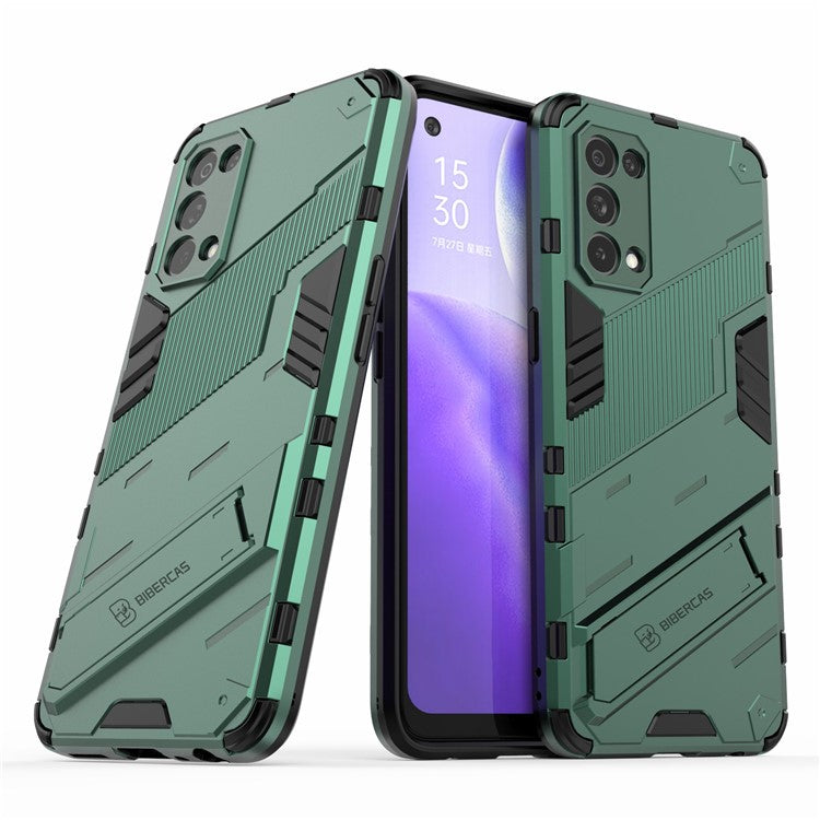 Shockproof PC + TPU Hybrid Phone Case Cover with Kickstand for Oppo Reno5 5G/Reno5 4G/Reno5 K/Find X3 Lite - Green