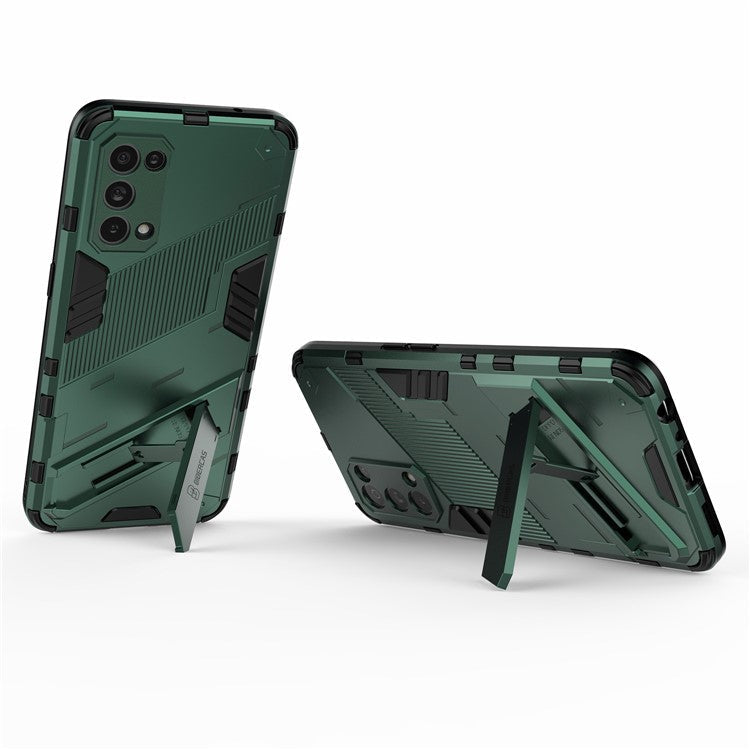 Shockproof PC + TPU Hybrid Phone Case Cover with Kickstand for Oppo Reno5 5G/Reno5 4G/Reno5 K/Find X3 Lite - Green