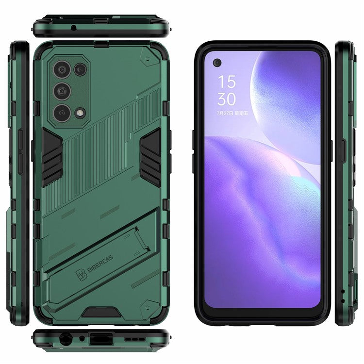 Shockproof PC + TPU Hybrid Phone Case Cover with Kickstand for Oppo Reno5 5G/Reno5 4G/Reno5 K/Find X3 Lite - Green