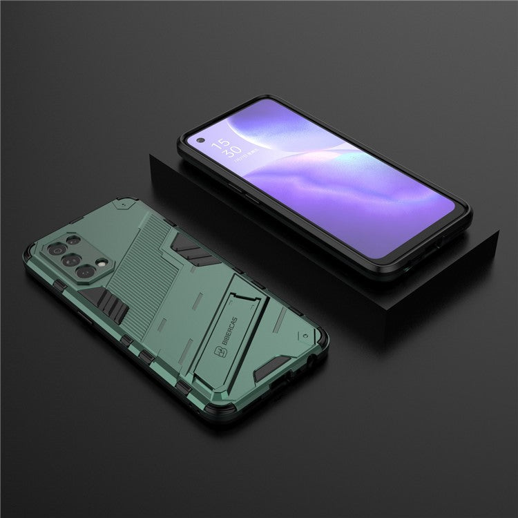 Shockproof PC + TPU Hybrid Phone Case Cover with Kickstand for Oppo Reno5 5G/Reno5 4G/Reno5 K/Find X3 Lite - Green