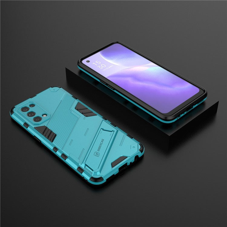 Shockproof PC + TPU Hybrid Phone Case Cover with Kickstand for Oppo Reno5 5G/Reno5 4G/Reno5 K/Find X3 Lite - Baby Blue