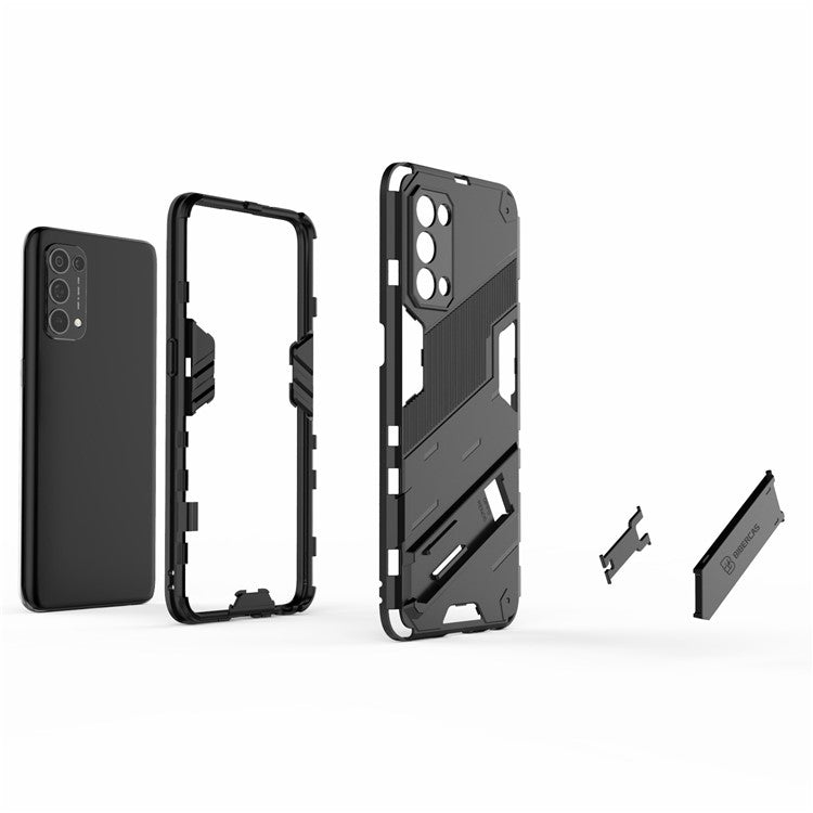 Shockproof PC + TPU Hybrid Phone Case Cover with Kickstand for Oppo Reno5 5G/Reno5 4G/Reno5 K/Find X3 Lite - Baby Blue