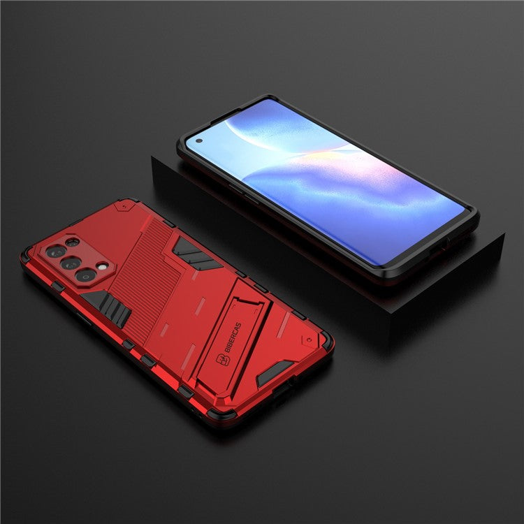 Shockproof PC + TPU Hybrid Phone Case Cover with Kickstand for Oppo Reno5 Pro 5G - Red