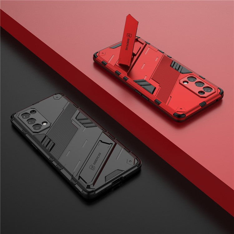 Shockproof PC + TPU Hybrid Phone Case Cover with Kickstand for Oppo Reno5 Pro 5G - Red