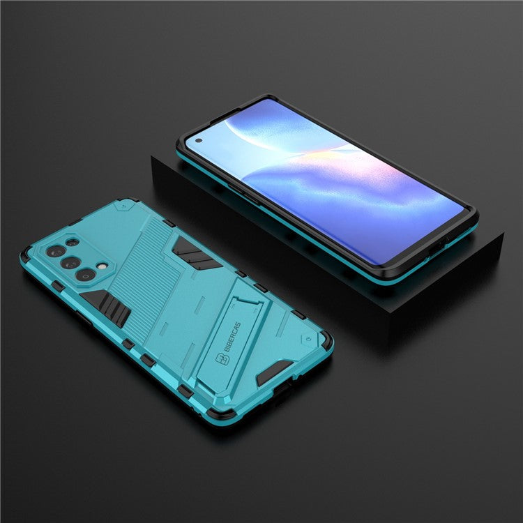 Shockproof PC + TPU Hybrid Phone Case Cover with Kickstand for Oppo Reno5 Pro 5G - Baby Blue