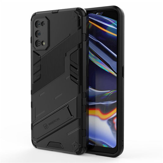Shockproof PC + TPU Hybrid Phone Case Cover with Kickstand for Realme 7 Pro - Black