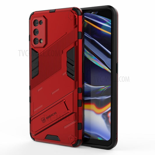 Shockproof PC + TPU Hybrid Phone Case Cover with Kickstand for Realme 7 Pro - Red