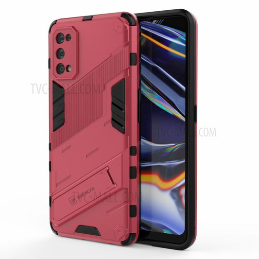 Shockproof PC + TPU Hybrid Phone Case Cover with Kickstand for Realme 7 Pro - Rose
